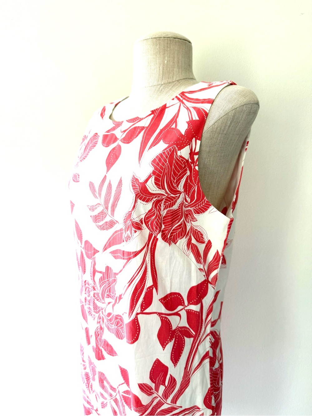 Harper 241 Coral White Floral Sleeveless Sheath Dress 12 Resortwear Vacation - Picture 5 of 11